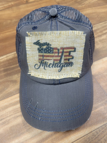 Love (American Flag) Michigan Patch Hat