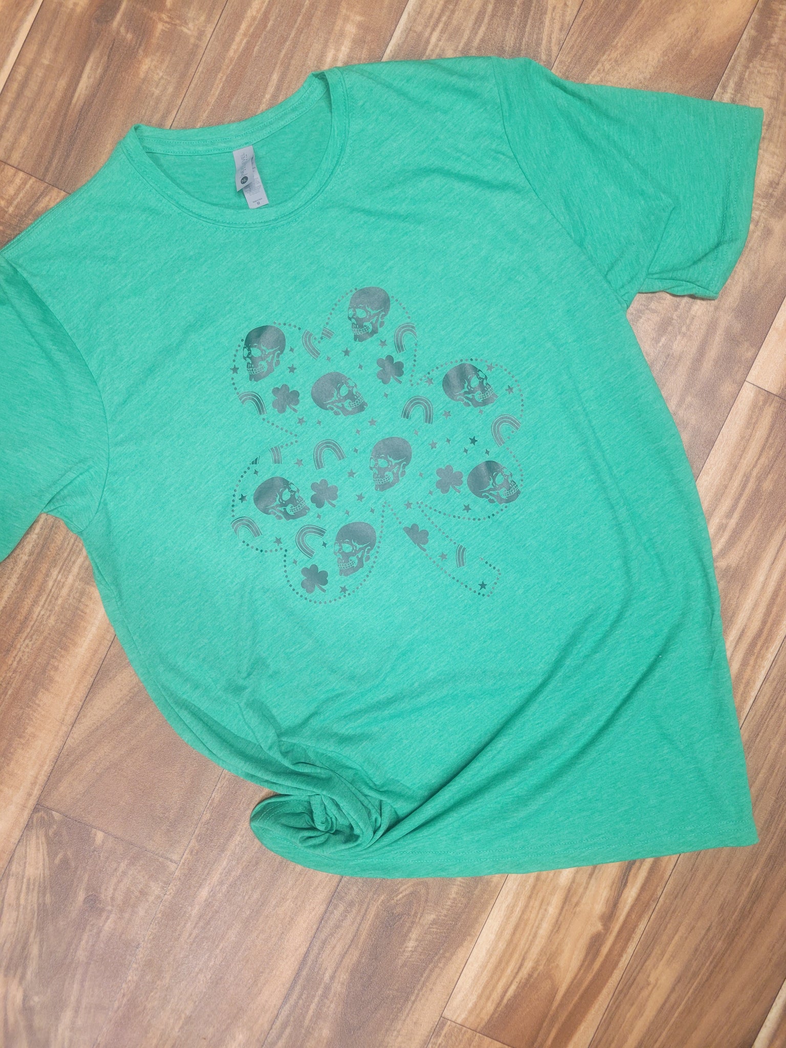 Shamrock Skull & Rainbows Screen Print T