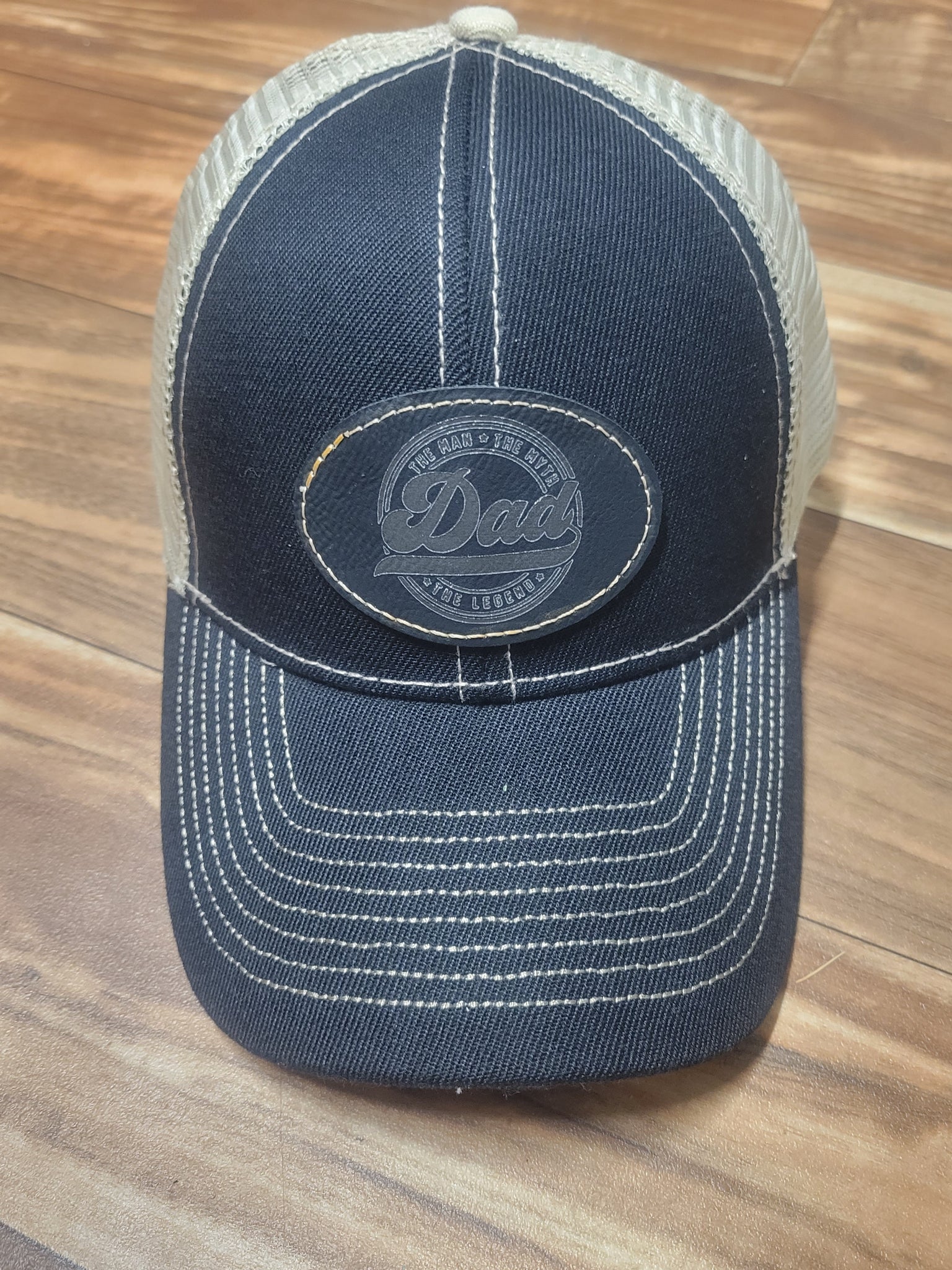 DAD (The Man, The Myth, The Legend) - Black Leather Patch Hat