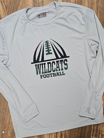 Wildcats Vertical Football - Silver Performance Long Sleeve