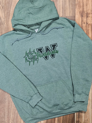 Wildcats Mascot W - Heather Green Hoodie