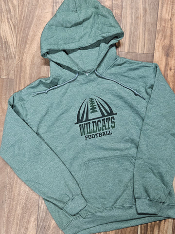 WUS Vertical Football - Heather Green Hoodie