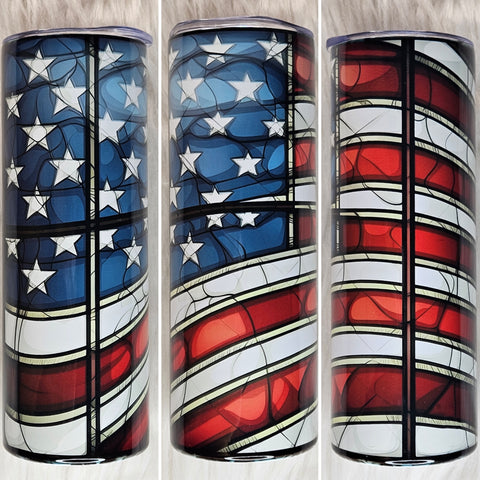 American Flag Stained Glass Tumbler