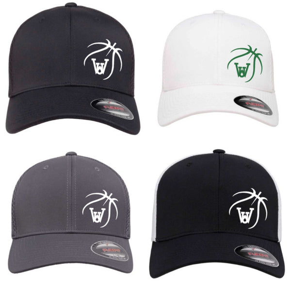 WUS Basketball Outline - Fitted Flexfit Airmesh Hat