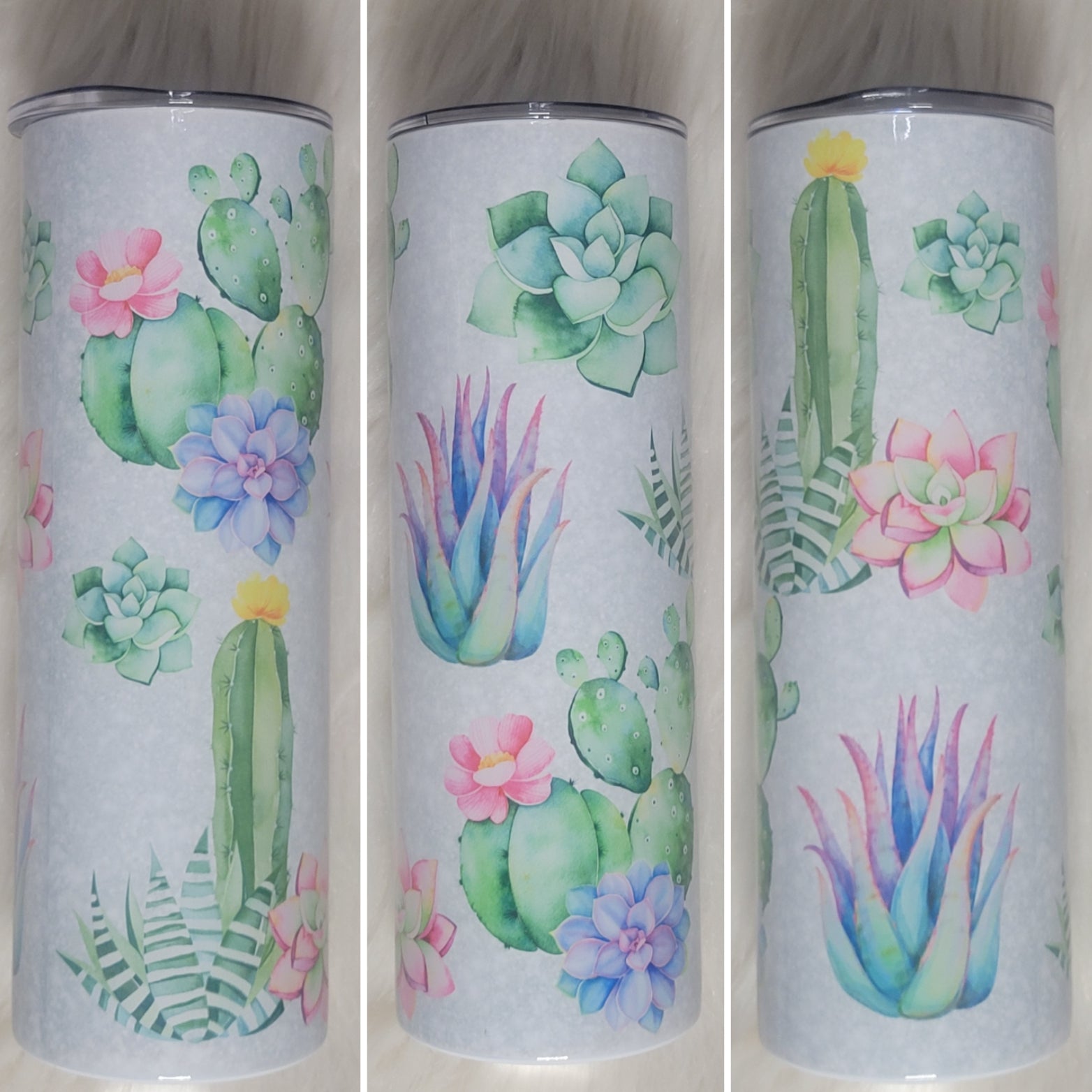 Pastel Marble Cacti Tumbler