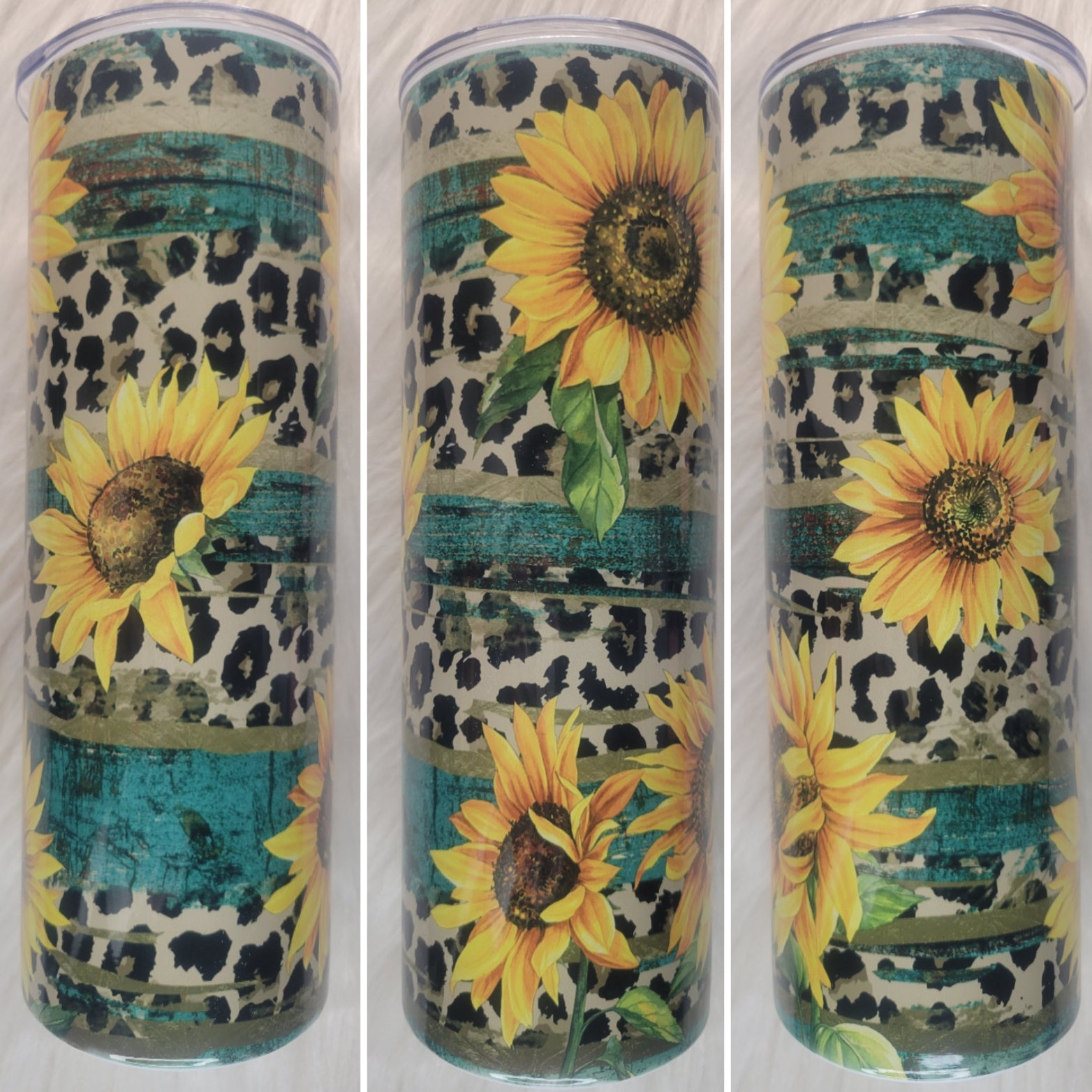 Sunflower Turquoise & Leopard Tumbler