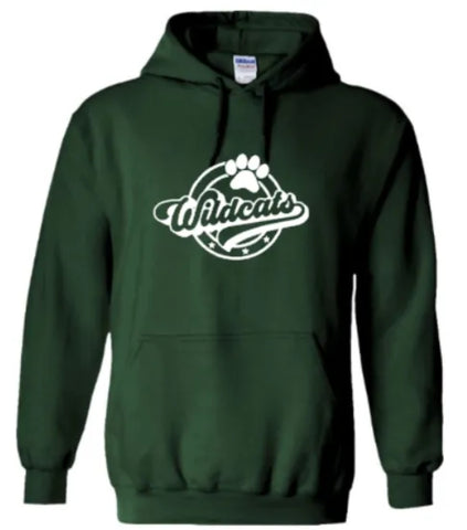 Retro Paw & Star Wildcats Circle - Forest Green Hoodie