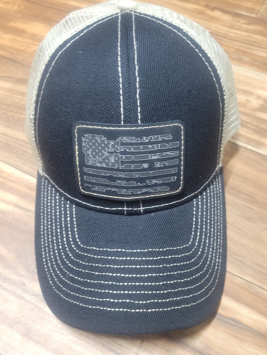 Distressed American Flag - Leather Patch Hat