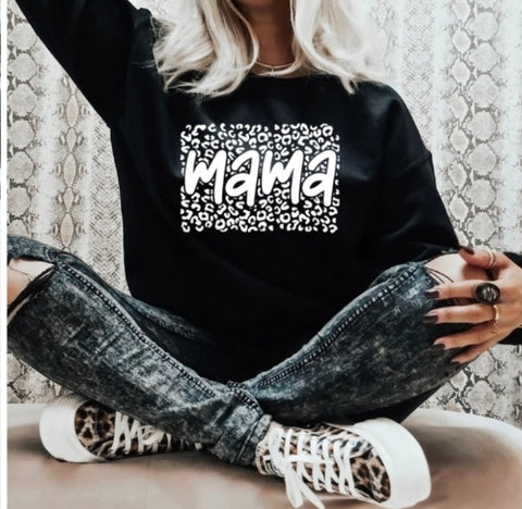 Mama Leopard Crew Sweatshirt