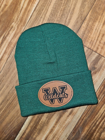 Spirit Gear - Leather Patch Forest Green Beanie Hat Wildcats W