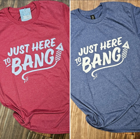 Just Here To Bang - Screen Print T