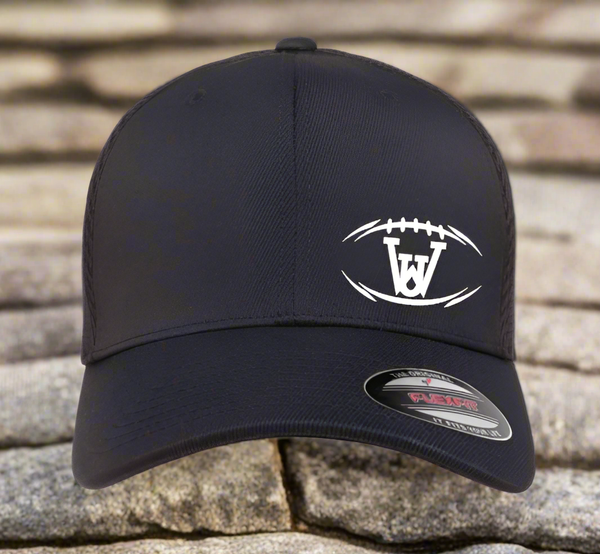 WUS Football Outline - Fitted Flexfit Airmesh Hat