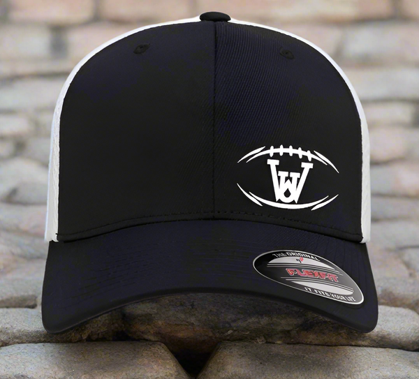 WUS Football Outline - Fitted Flexfit Airmesh Hat