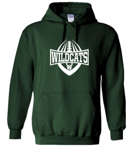 Wildcats Vertical Football  - Forest Green Hoodie