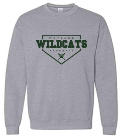 Wildcats Baseball Diamond  - Grey Crew Sweatshirt