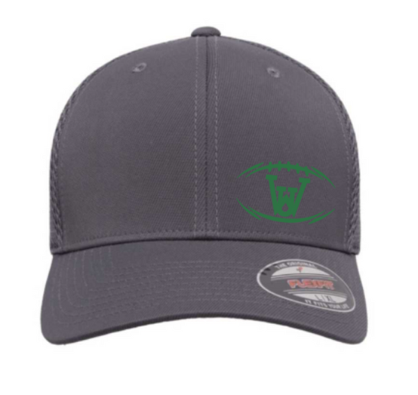 WUS Football Outline - Fitted Flexfit Airmesh Hat