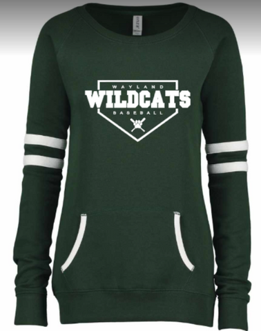 Wildcats Baseball Diamond - Forest Green Varsity Stripes Pocket Crew