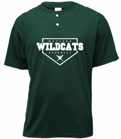 Wildcats Baseball Diamond  - Forest Green 2 Button Henley T-shirt