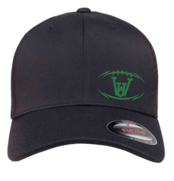 WUS Football Outline - Fitted Flexfit Airmesh Hat