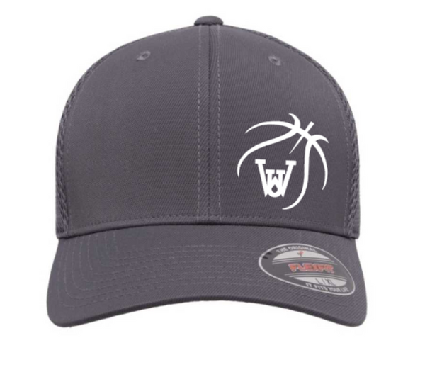 WUS Basketball Outline - Fitted Flexfit Airmesh Hat