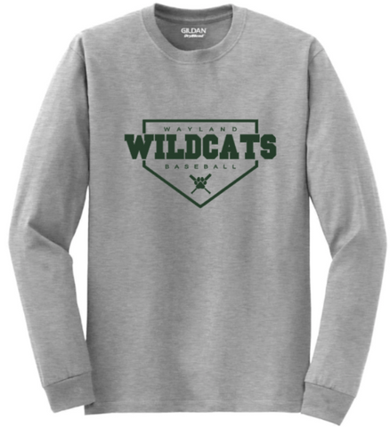 Wildcats Baseball Diamond  - Grey Long Sleeve T-shirt