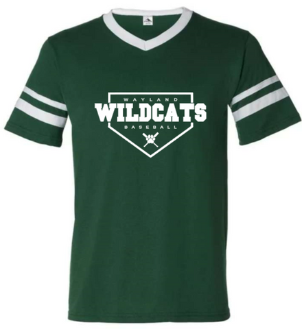 Wildcats Baseball Diamond  - Forest Green Varsity Stripes Jersey T-shirt