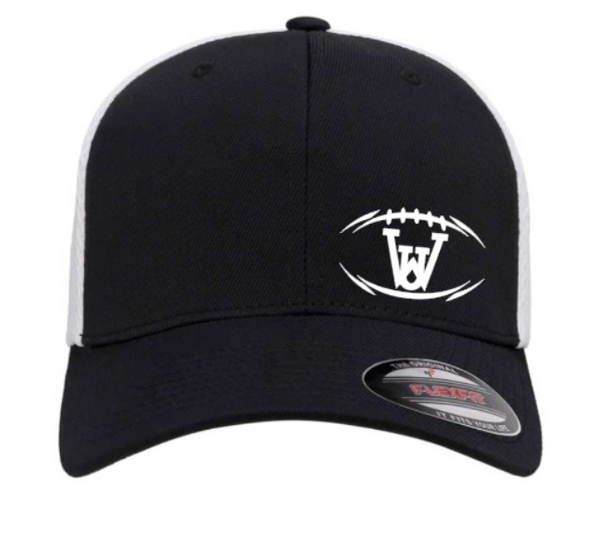 WUS Football Outline - Fitted Flexfit Airmesh Hat