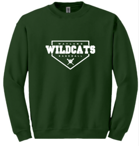 Wildcats Baseball Diamond  - Forest Green Crew Sweatshirt