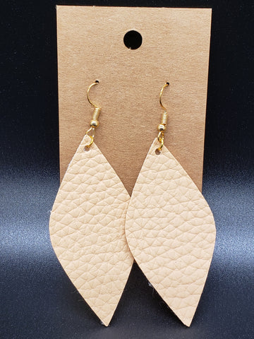 Large Leaf Earrings - Tan