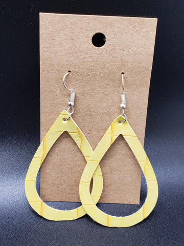 Open Teardrop Earrings - Yellow