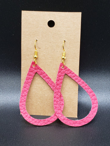 Open Teardrop Earrings - Hot Pink