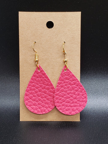 Small Teardrop Earrings - Hot Pink