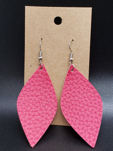 Large Leaf Earrings - Hot Pink