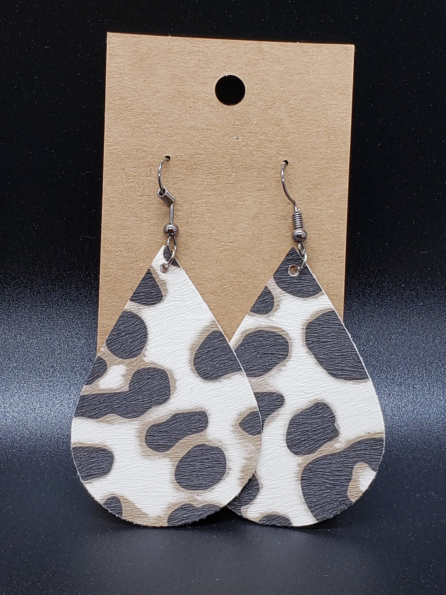 Large Teardrop Earrings - Leopard