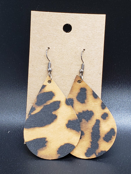 Large Teardrop Earrings - Leopard