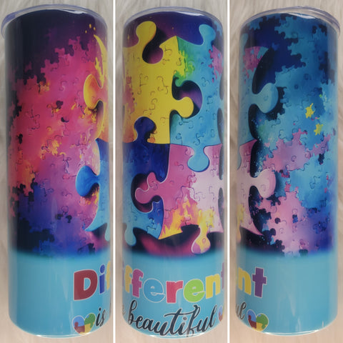 Autism Different Is Beautiful Tumbler (Vibrant Series)